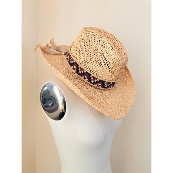 VTG Larry Mahan\'s Collection Straw Cowboy Hat Size 7 1/8 Western Made in Texas